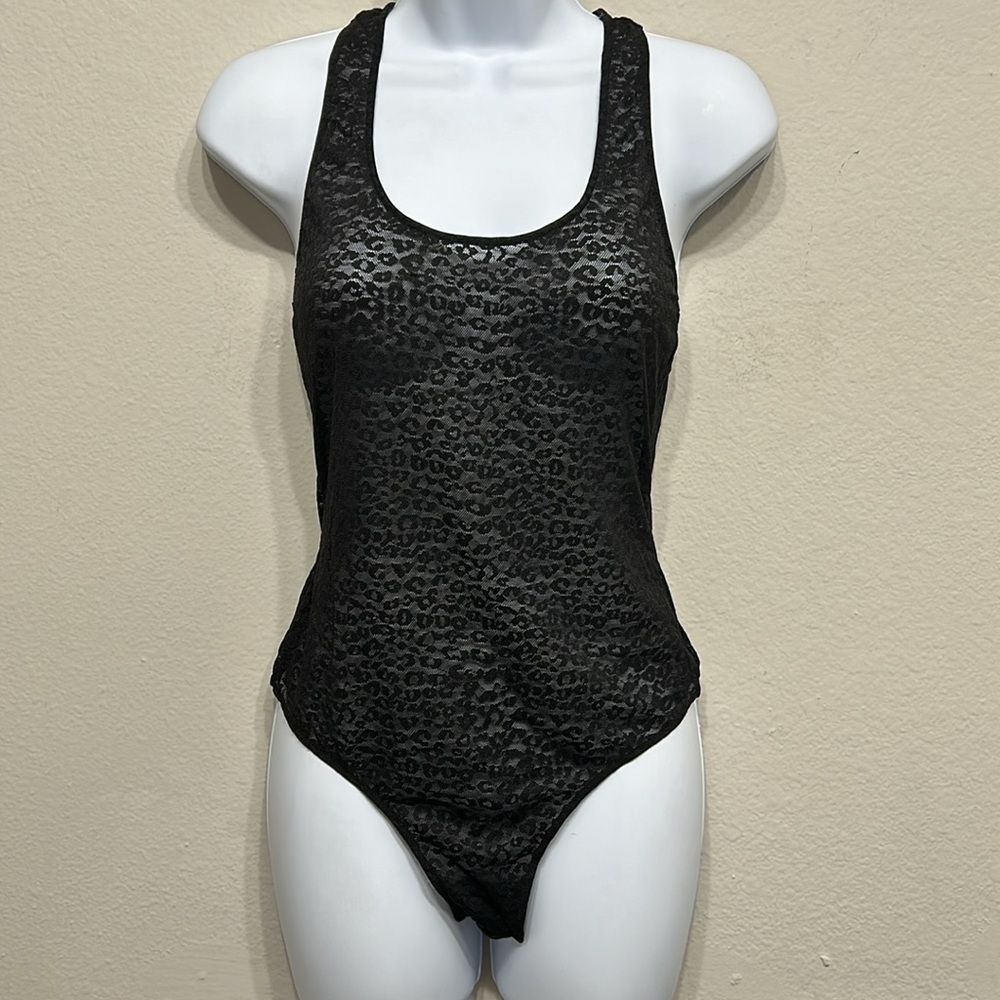 Victoria Secret women’s lace fairy grunge thong bodysuit black top Size M